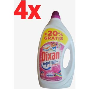 Dixan - Total 3 in 1 - Effective Cleaning Action - Vloeibaar Wasmiddel - 4x 2,4L - 192 Wasbeurten