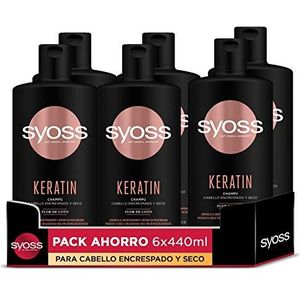 Syoss De shampoo voor krullend en droog haar - Keratine - 6 eenheden van 440 ml - Controleert kroezen en herstelt grondig - Haar zoals vers uit de kapsalon