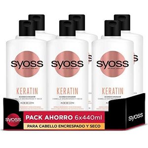 Syoss - Conditioner voor krullend en droog haar - Keratine - 6 eenheden van 440 ml (2640 ml) - Controleert kroezen en herstelt grondig - Haar zoals vers uit de kapsalon