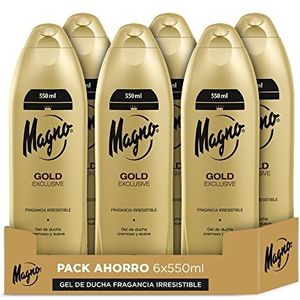 Magno - Gouden douchegel - 6 x 550 ml (3.300 ml) - Verleidelijke geur - Smeuïg en zacht