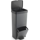 Berner - Afvalbak - Antraciet - 100% Gerecycled Kunststof - 70 Liter Totaal