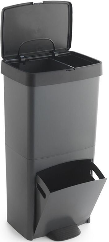 Berner - Afvalbak - Antraciet - 100% Gerecycled Kunststof - 70 Liter Totaal