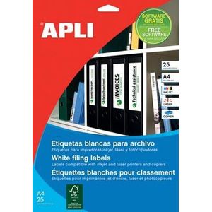 Apli etiketten ft 190 x 38 mm (b x h), ronde hoeken, 175 stuks, 7 per blad (1232)