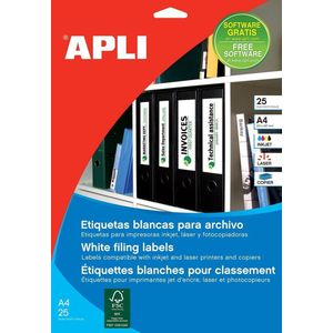 APLI 1233 - Witte archiefetiketten 190,0 x 61,0 mm 25 vellen