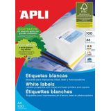 Apli - Multifunctioneel Etiket - Wit - 105x37 Mm - 100 Vellen - Permanente Lijm