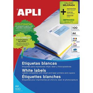 APLI 1286 - Permanente witte etiketten 52,5 x 29,7 mm 100 vel