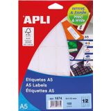 APLI 1874 - Witte A5 etiketten 34,0 x 53,0 mm 15 vellen