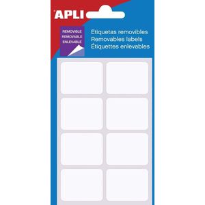 Apli - Afneembare Etiketten - Wit - 25 x 40 mm - 56 Stuks - Etui van 7 Blad