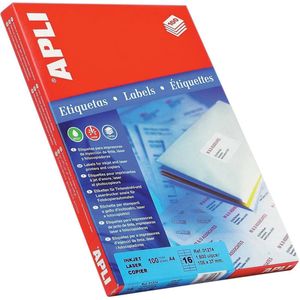 Stickers/etiketten Apli 64 x 33,9 mm 100 Lakens Wit A4