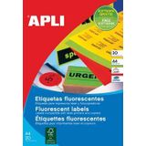 APLI 2880 - Permanente fluorescerende rode etiketten 210,0 x 297,0 mm 20 vellen