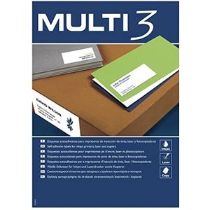 Multi3 Apli 100 vellen voor inkjetprinter laser y kopieerapparaat, 52,5 x 29,7 mm