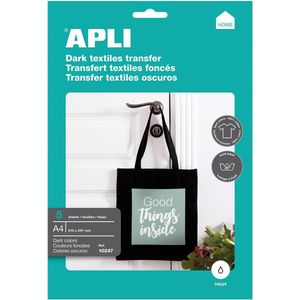 Apli - T-shirt Transfer Paper - A4 - 5 Vellen - Voor Donker Textiel