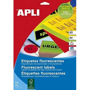 APLI 11748 - Permanente fluorescerende oranje etiketten 210,0 x 297,0 mm 100 vellen