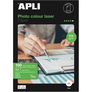 Glanzend Fotopapier Apli Laser 100 Lakens Dubbelzijdig A4 160 g/m2