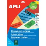 APLI 11840 - Permanente rode etiketten 210,0 x 297,0 mm 100 vellen