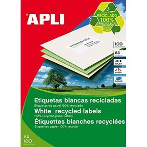 APLI 12059 permanente etiketten, gerecycled, 70,0 x 25,4 mm, 100 vellen