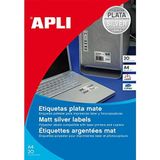 APLI 12973 metalen etiketten, zilverkleurig, 45,7 x 21,2 mm, 100 vellen