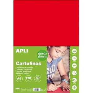 Apli 14239 - 50 vellen karton, kleur: Rood, formaat: A4