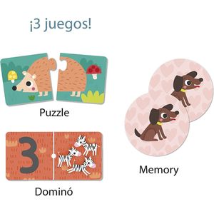 3 in 1 spellen puzzel, domino en memory
