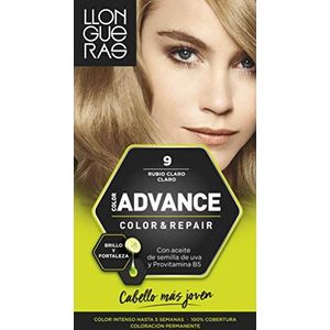 Llongueras Color Advance Haarverf voor dames, permanente haarkleur, intensieve kleur, tot 5 weken, kleur 9 lichtblond
