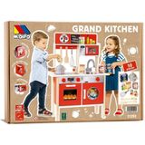 Keukenspeelgoed van hout, molto, met 10 gebruiksvoorwerpen en accessoires, incl. echte deuren, inductieplaat, spoelbak en oven. Vanaf 3 jaar (Grand Kitchen)