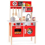 Keukenspeelgoed van hout, molto, met 10 gebruiksvoorwerpen en accessoires, incl. echte deuren, inductieplaat, spoelbak en oven. Vanaf 3 jaar (Grand Kitchen)