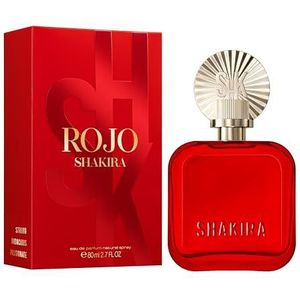 Shakira Perfumes - ROJO by Shakira Eau de Toilette voor dames, langdurig, krachtige, sensuele en charmante geur, bloemen, kruidige en amberkleurige noten, ideaal voor dagelijks gebruik, 80 ml
