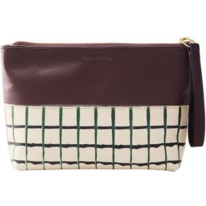 Dries Van Noten Pochette Bordeaux - make-up tas van kalfsleer