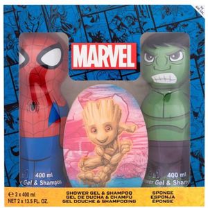 Marvel - Spider-Man & Hulk Cadeauset - Gel & Shampoo 400 ml + Grote Spons