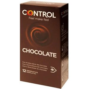 CONTROL CONDOMS Kondome Chocolate Packung mit, 12 St., dunkle Kondome mit Geschmack, Passform-Kondome mit Schokoladen-Aroma