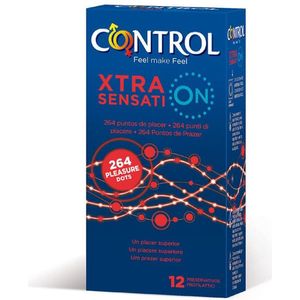 Control Sensual Xtra Dots Condooms - Doos Met 12 Stuks, Met Punten Voor Stimulatie, Glijmiddel, Veilige Seks - Perfecte Pasvorm Voor Een Veilige Relatie