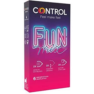 Control Sensuele Fun Mix condooms, doos met 6 verschillende condooms, gesmeerd, plezier, veilige seks, perfecte pasvorm