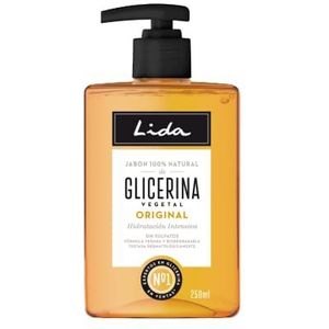 Lida Vloeibare zeep, 100% natuurlijk, glycerine, handgel, reinigt, beschermt en hydrateert alle huidtypes, traditionele afwerking, 250 ml