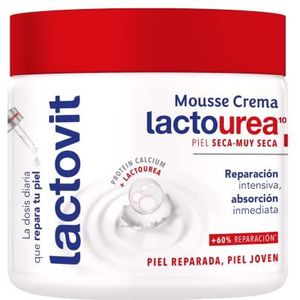 Lactovit - Mousse Crème hydraterende lacttourea voor lichaam en gezicht van 24 uur, voor droge en zeer droge huid - 400 ml