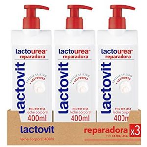 Lactovit Lactourea Reparatie Body Milk voor normale en extra droge huid, met Urea ProLactic 10, intensieve hydratatie en reparatie met barrièreeffect, onmiddellijke absorptie, 3 x 400 ml