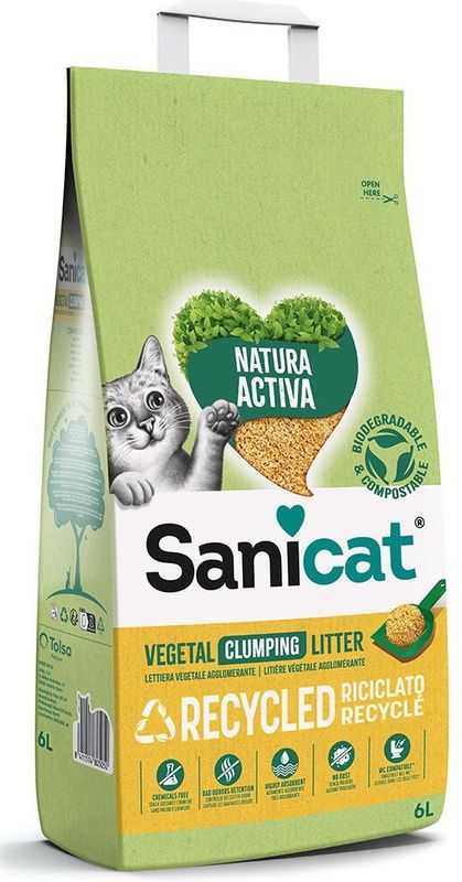 Sanicat Mais - Kattenbakvulling Klontvormend - Gerecycled Maïs - 6 liter