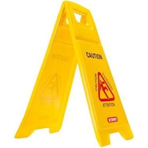 Araven vloersignalisatie natte vloer - 3 talen - geel - 21 x 30 x 63 cm