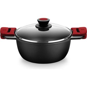BRA - A410324 - Kookpot - Rood - Aluminium - 4 Liter - Met Glazen Deksel