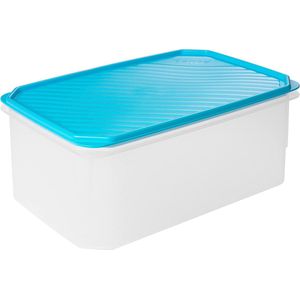 TATAY Voedselcontainer, luchtdicht, 4,7 L capaciteit, flexibel drukdeksel, BPA-vrij, magnetron- en vaatwasmachinebestendig, blauw. Afmetingen: 28,5 x 18,5 x 12,2 cm