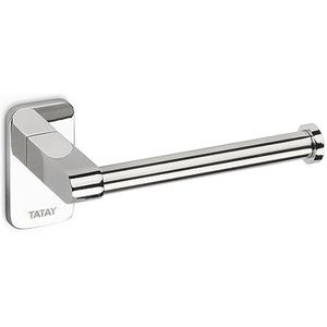 TATAY Toiletpapierhouder zonder deksel Slim, roestvrij staal, dubbele bevestiging met schroeven of Glu Fix, afmetingen 6,5 x 6 x 14 cm