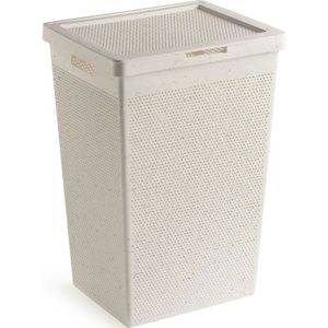 KROMS Wasmand 3 vakken - Inclusief NL & ENG labels - Wassorteerder bamboe - Laundry basket - Wasmand met deksel - Opvouwbaar (Zwart, 145 L