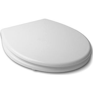 TATAY Basic WC-bril Universal MDF hout ovaal duurzaam warm wit 40,4 x 36,4 x 4 cm