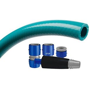 TATAY Kit flexibele tuinslang Top Flex, 25 m, 5/8 inch, 30 bars, pvc, anti-uv A-bescherming, BPA-vrij, kleur groen