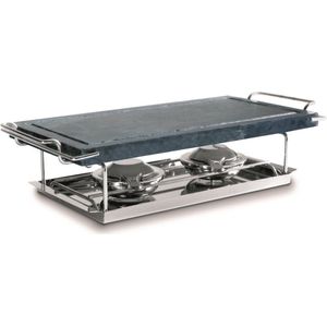Ibili 755000 Grillrooster Steen 37 x 18 cm - Inclusief Steen, Houder en Dienblad