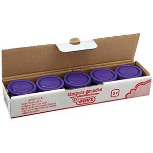 Jovi - Vloeibare tempera, Doos van 5 potten van 35 ml, Violette Kleur, Verf op basis van natuurlijke ingrediënten, Gemakkelijk te wassen, Glutenvrij, Ideaal voor schoolgebruik (50323)