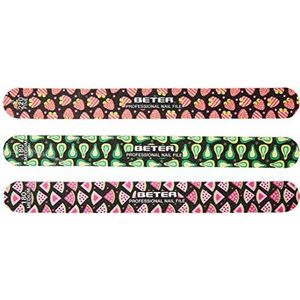 Beter Professionele nagelvijlen, 3 stuks, glasvezel-nagelvijl, versierd, ideaal voor manicure en pedicure, korrel 180/220