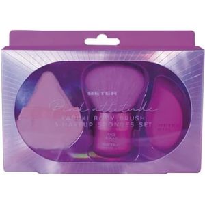 Beter - Make-upborstelset met bladerdeeg en spons, kabuki-borstel voor gezicht en lichaam + schoonheidsmixer en bladerdeeg, make-upset, voor poeders en make-up, make-upborstelset, ideaal om cadeau te