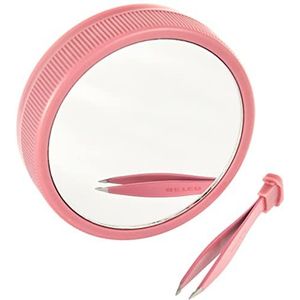 Beter Vergrotingsspiegel, 10 x 10, met ledlicht, precisie-pincet aan de binnenkant, Oooh Tweezers Flash gepatenteerd ontwerp, je handspiegel met licht voor de tas, roze