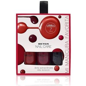 Beter - Set van 3 rode nagellak, nail care, set met rode nagellak, geleffect, lange houdbaarheid en glans, manicureset, sneldrogend, geleffect, veganistisch, ideaal als cadeau