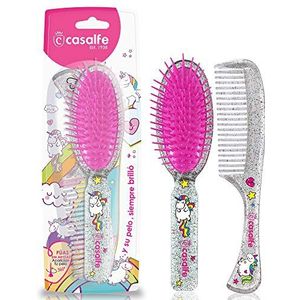 Detanglerborstel + kam Casalfe eenhoorn en glitter – geschikt voor de droger.